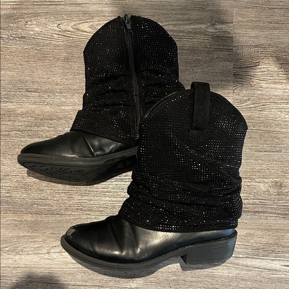 Steve Madden Lassy Little Girl Black Sparkle Ankle Boots Size Kids 13 - Picture 1 of 8